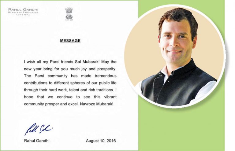 Rahul Gandhi Wishes The Community Navroze Mubarak