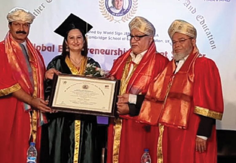 ‘Mrs. Asia Universe’ Delnaz Balsara Sharma Conferred Doctorate