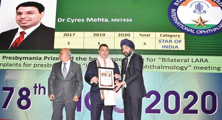 Dr. Cyres Awarded‘International Hero Of Indian Ophthalmology’  and ‘Star Of India’