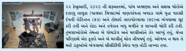 પાલઘરમાં વરિષ્ઠ પારસી દંપતી લૂંટાયું