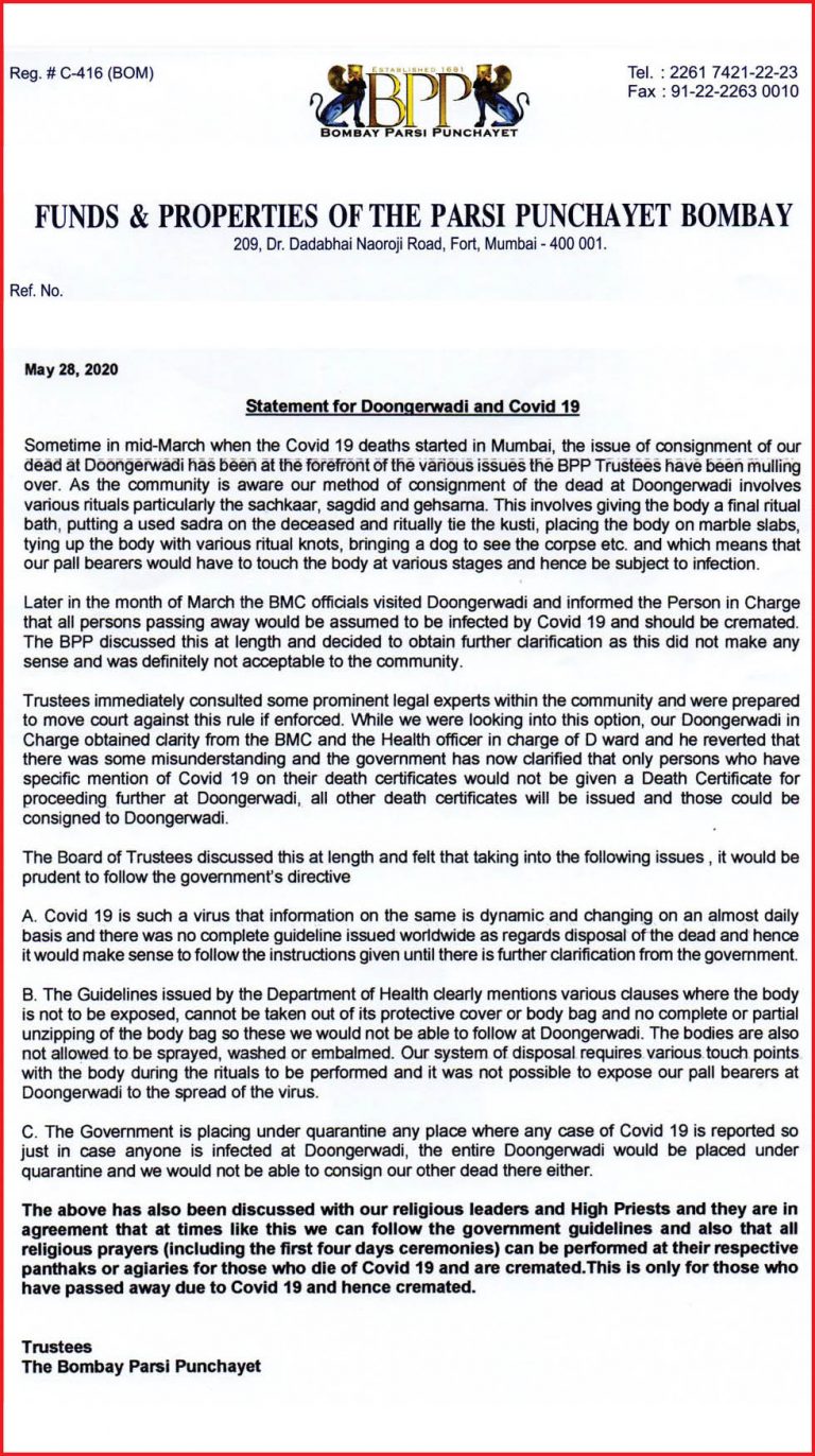 BPP Statement for Doongerwadi And Covid 19