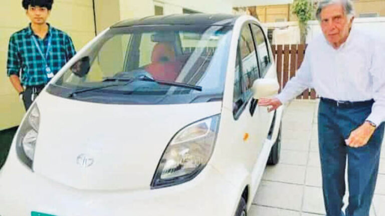 Ratan Tata Enjoys Ride In Custom Built Electric Nano